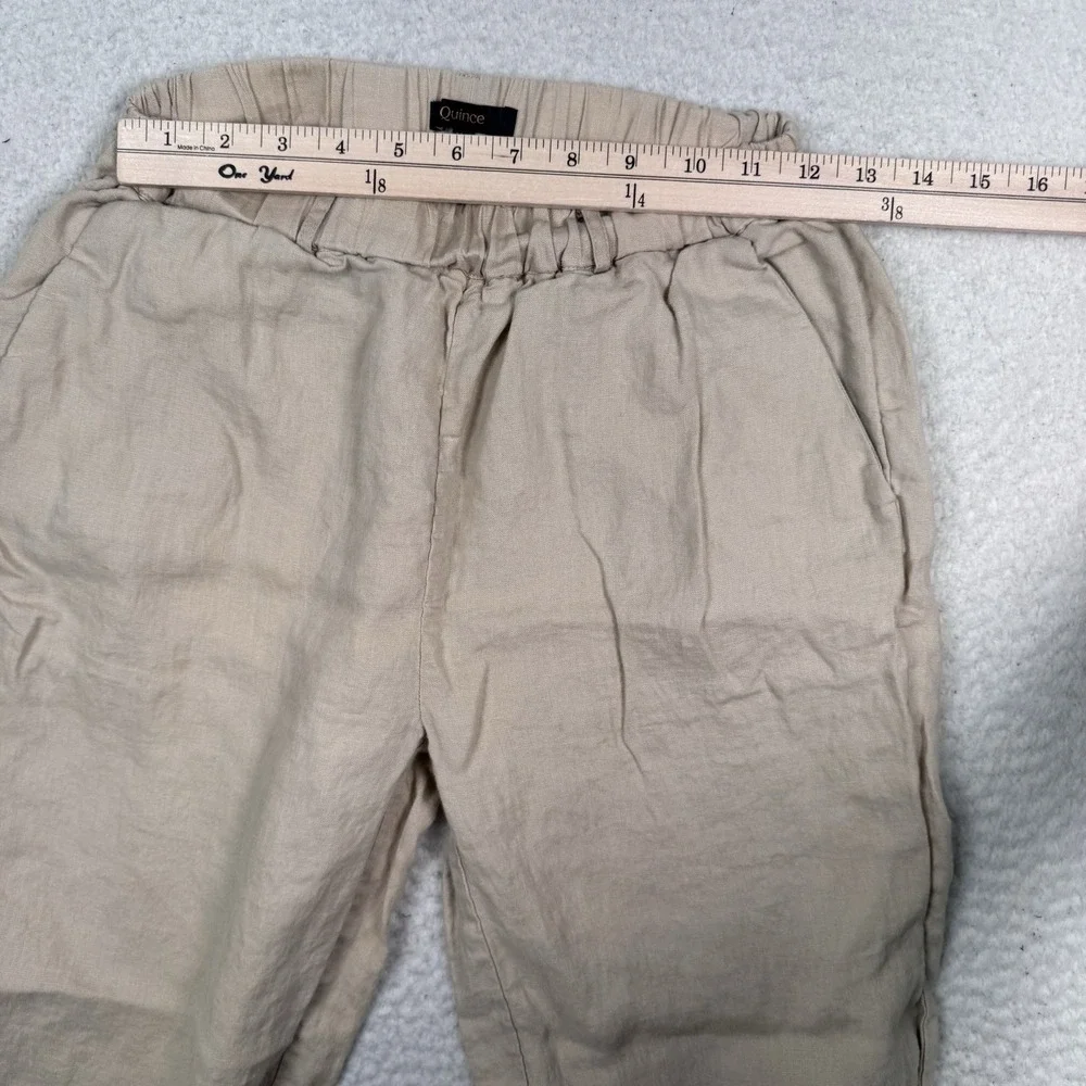 Quince 100% European Linen Pants Driftwood Beige Sz XS Elastic Waist 25